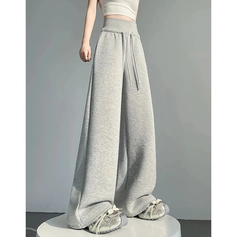 Women Fashion Straight Leg Casual Pants Lady Comfortable High Waist Slim Fit Trousers Female Chic Korean Daily Pants