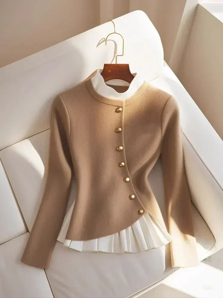 French Elegant Vintage Blouse Women Casual Pullover Spring Korean Fashion Slimming Jumper Female Clothing Outfits Pure Color