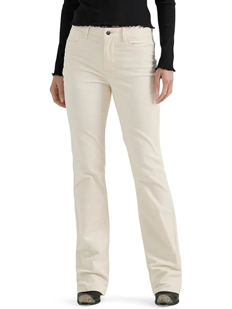 2025 Women Daily Straight Leg Jeans Female Solid Stretchy White Beige Denim Pants Lady Fashion High Waist Cheap Casual Trousers