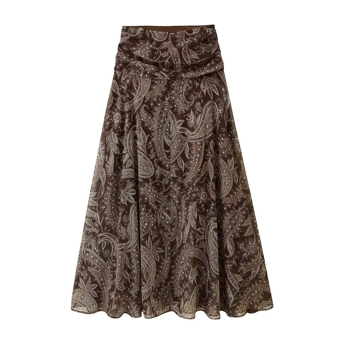 European and American style 2025 autumn new style printed chiffon skirt women's fashionable all-match mid-length swing skirt