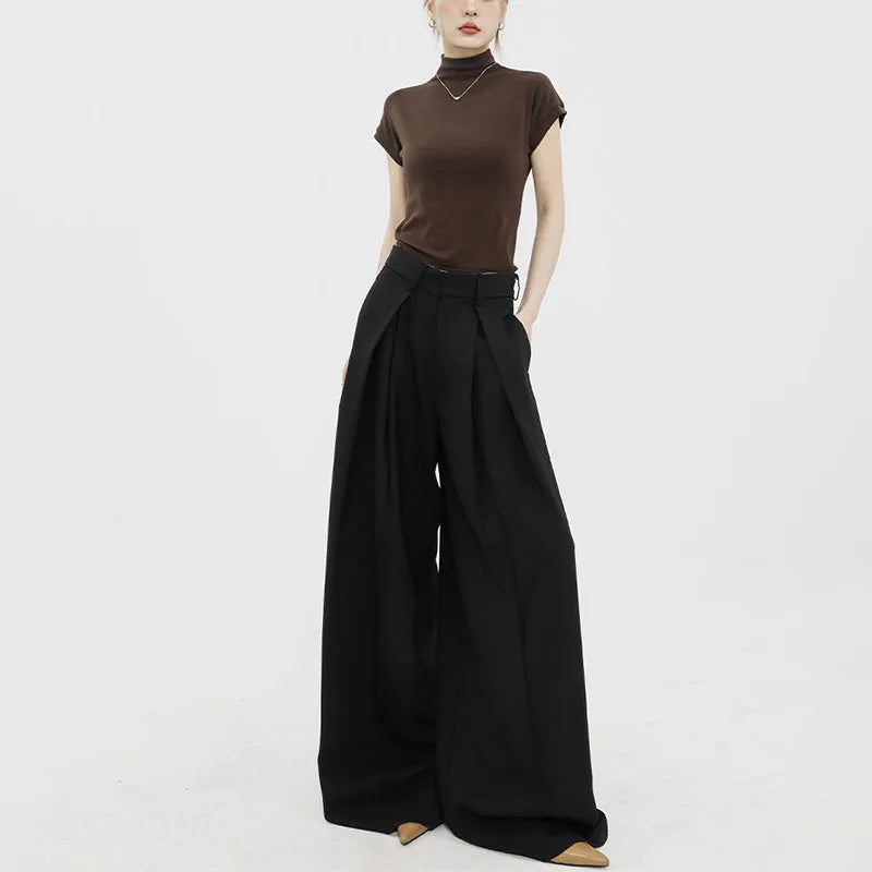 Black Suit Pants Women Autumn New Fashion High-waist Casual Floor Pants