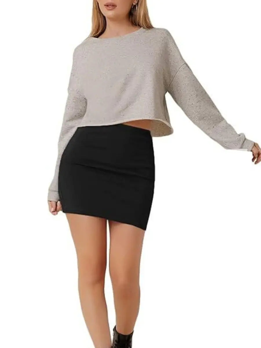 Summer women's basic solid color high waist pencil tights sexy dating party leisure work commuting short skirt
