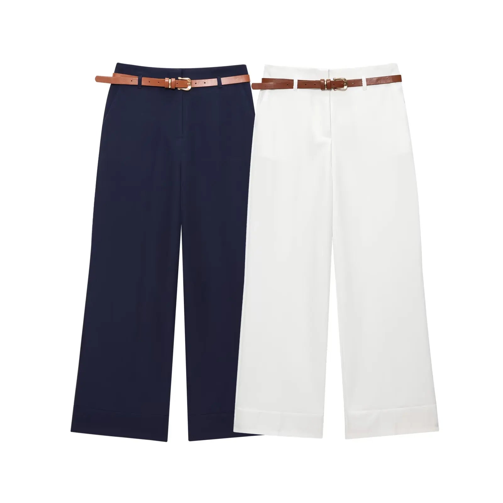 women's fashionable pants with waistband simple rolled edge hem casual temperament summer new pants
